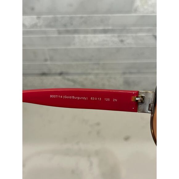 Coach Womens Sunglasses Aviator Gold/Burgundy 63mm HC7001 Excellent FRAMES ONLY - Picture 7 of 8